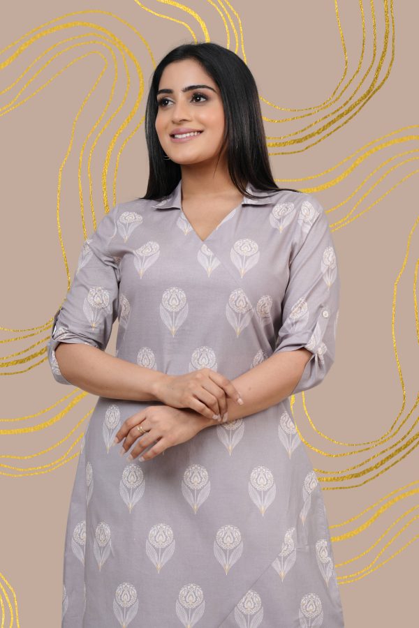 Floral patterned shirt collar kurta dress - Image 5