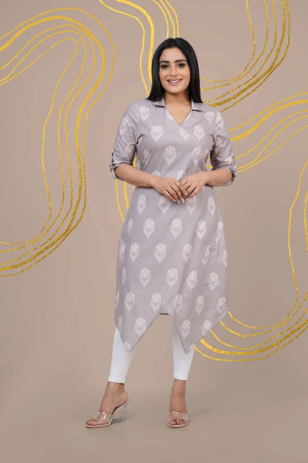 Floral patterned shirt collar kurta dress - Image 2