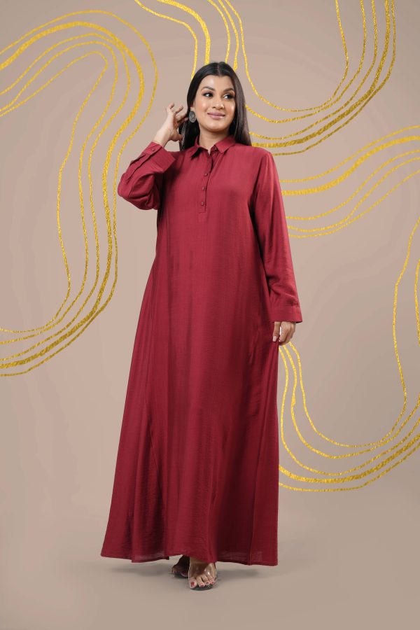 Shirt Collar Loose Fitted Maxi Dress - Image 4