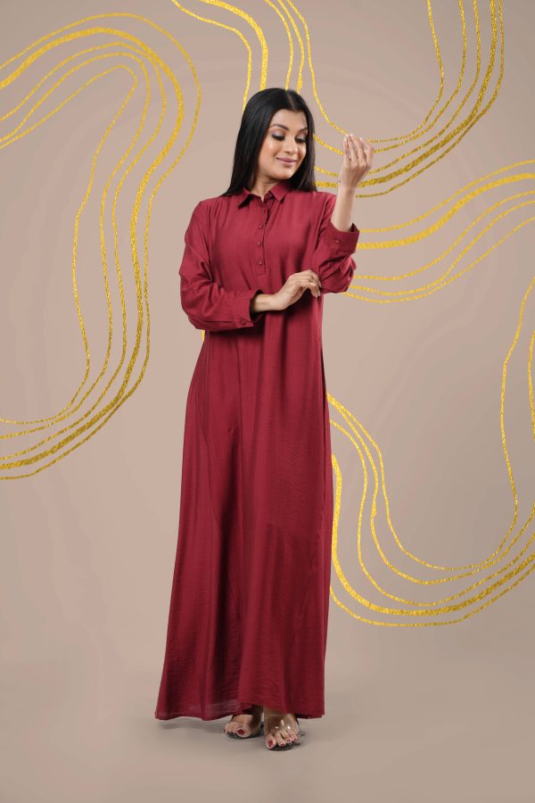 Shirt Collar Loose Fitted Maxi Dress - Image 3