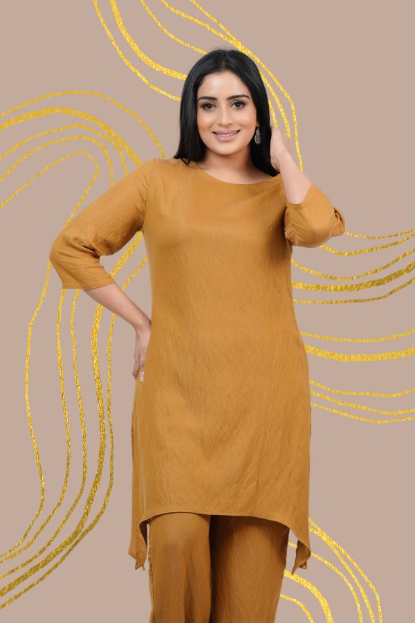 Curve Nek Slit Detail Kurta Dress & Casual Pant