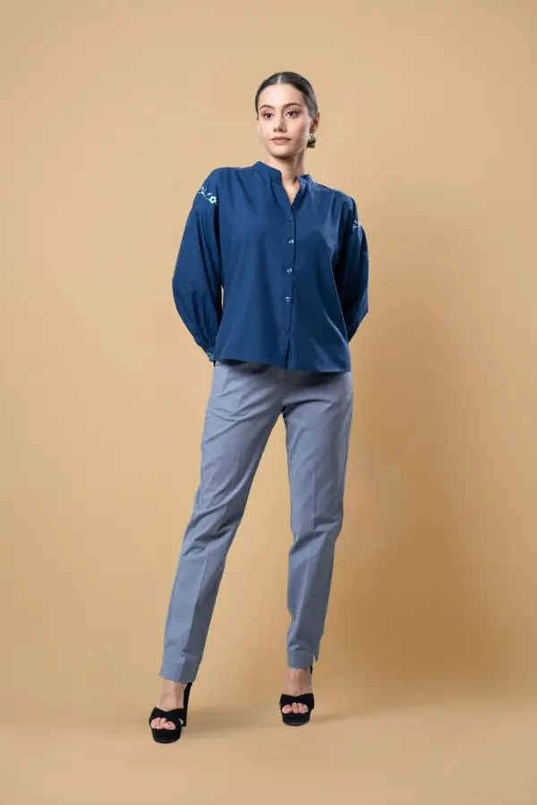 Embroidered Button Up Shirt Blouse - Image 4