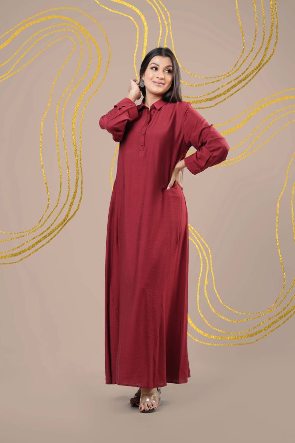 Shirt Collar Loose Fitted Maxi Dress