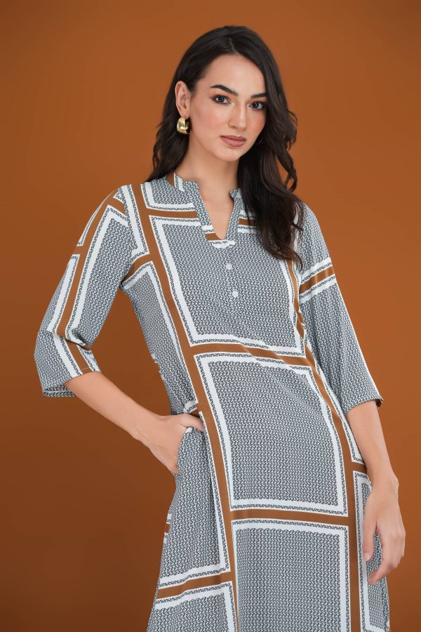 Geometric Patterned Shirt Maxi Dress - Image 3