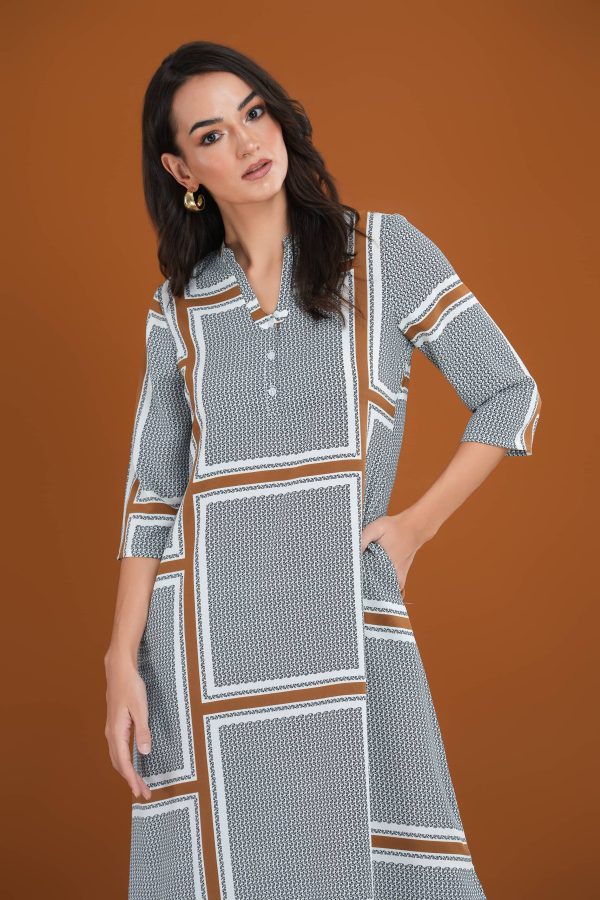 Geometric Patterned Shirt Maxi Dress - Image 4