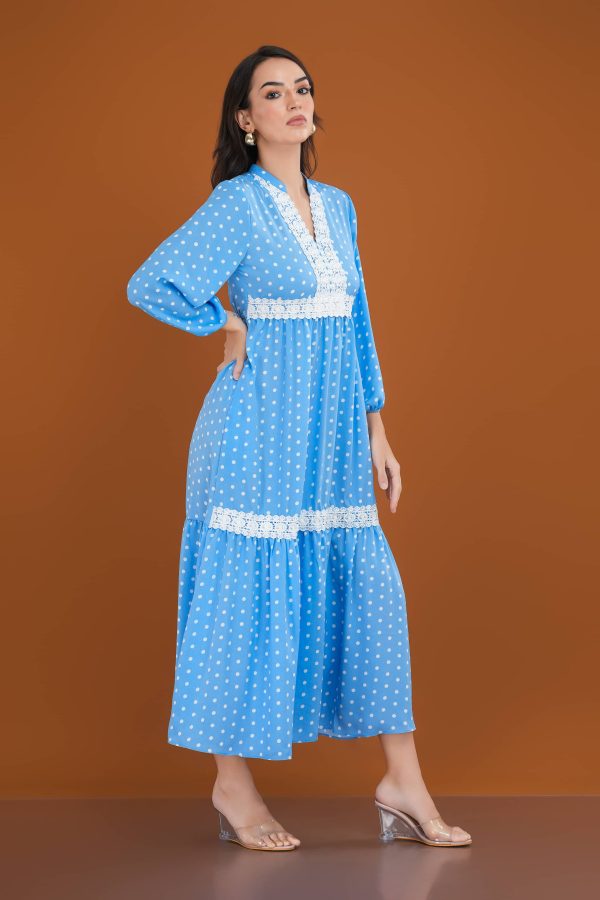 Lace Detailed Polka Dot Maxi Dress - Image 3