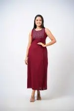 Side Button Down Sleeveless Embroidery Dress - Image 2