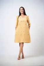 Floral Embroidered V-Neck Short Dress - Image 3