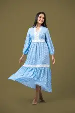 Lace Detailed Polka Dot Maxi Dress - Image 4