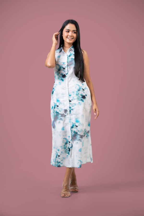 Abstract Patterned Sleeveless Maxi Dress - Image 3
