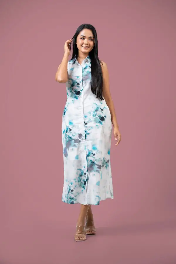 Abstract Patterned Sleeveless Maxi Dress - Image 3