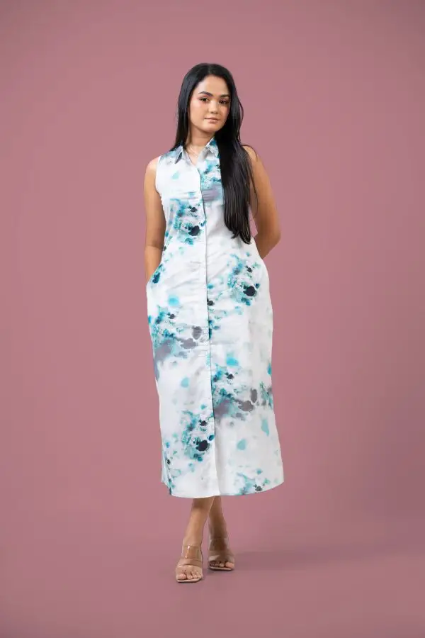 Abstract Patterned Sleeveless Maxi Dress - Image 5