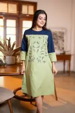 Color Block Embroidered Short Dress - Image 3