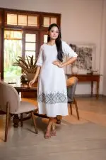 Geometric Embroidered Midi Dress - Image 3