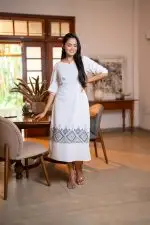 Geometric Embroidered Midi Dress - Image 5