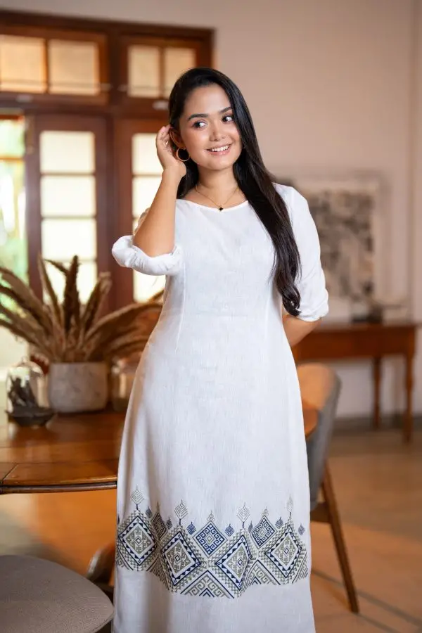 Geometric Embroidered Midi Dress