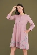 Embroidery Detailed Short Dress - Image 2