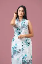 Abstract Patterned Sleeveless Maxi Dress - Image 2