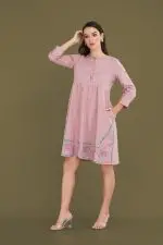 Embroidery Detailed Short Dress - Image 3