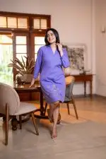 Floral Hem Embroidery Short Dress - Image 5