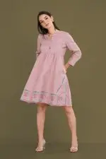 Embroidery Detailed Short Dress - Image 4