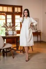 Printed Linen Shirt Dress - Image 3