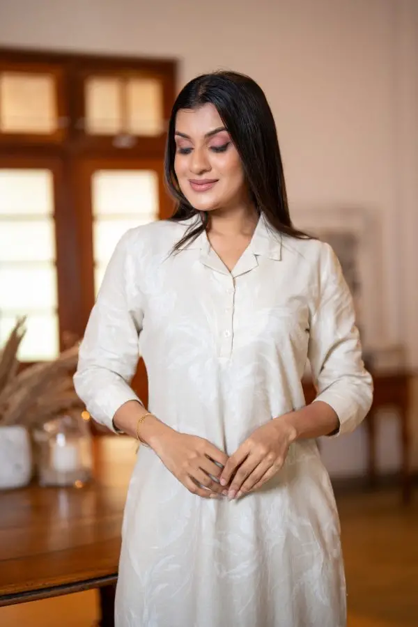 Printed Linen Shirt Dress - Image 4