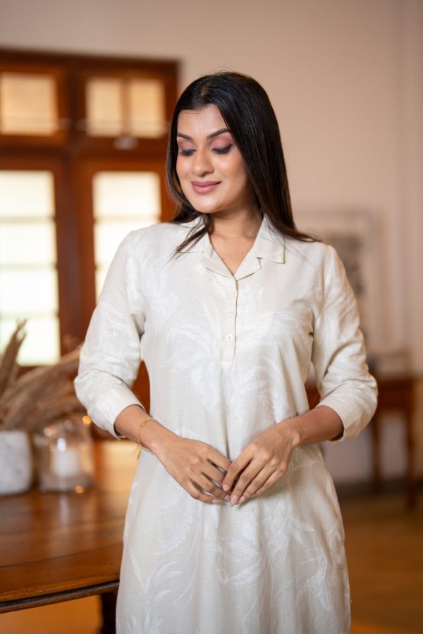 Printed Linen Shirt Dress - Image 4