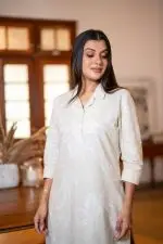 Printed Linen Shirt Dress - Image 5