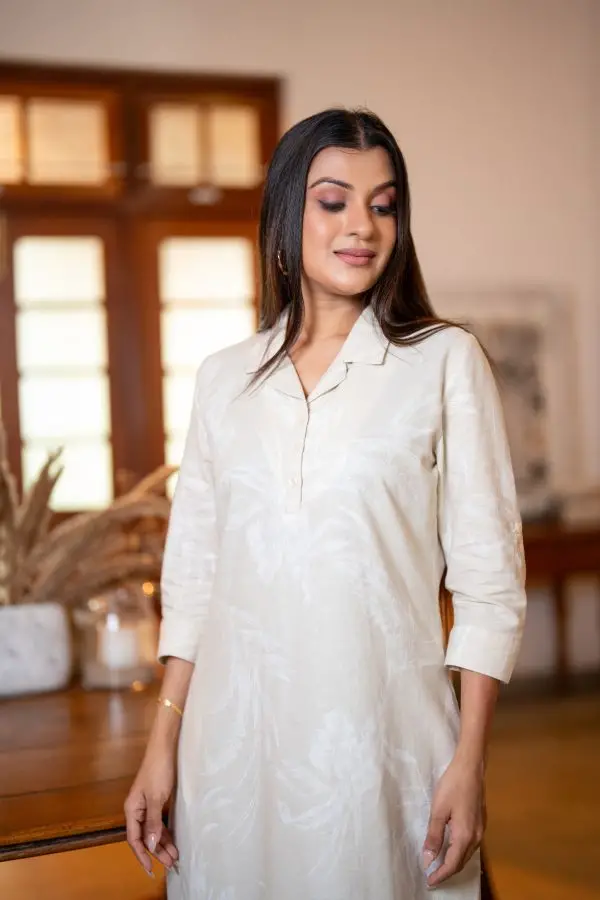 Printed Linen Shirt Dress - Image 5