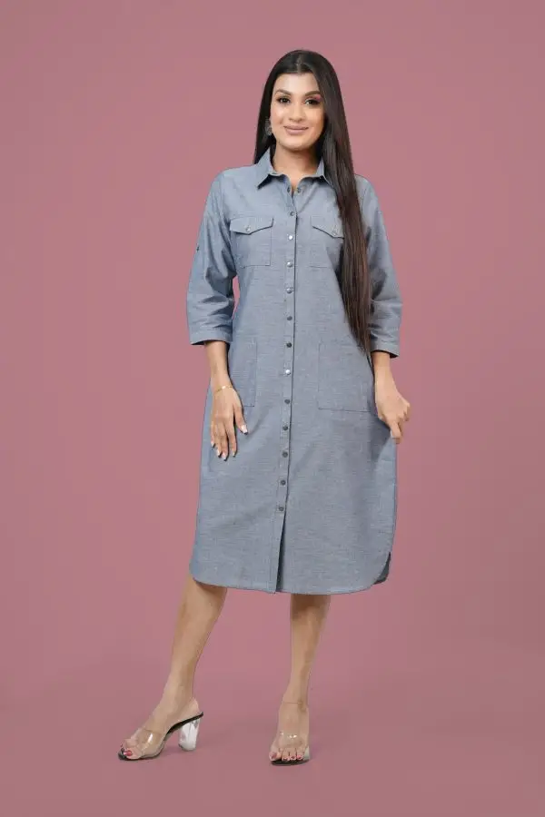 Snap Button Detailed Shirt Dress