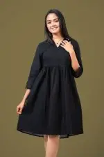 Collar Contrast Embroidered Short Dress - Image 2