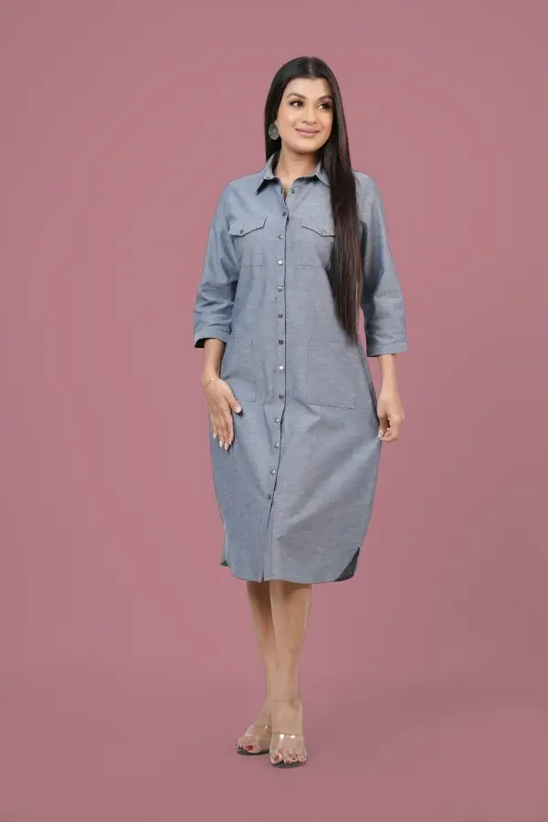 Snap Button Detailed Shirt Dress - Image 2
