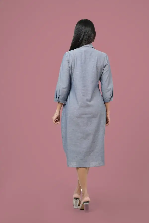 Snap Button Detailed Shirt Dress - Image 5