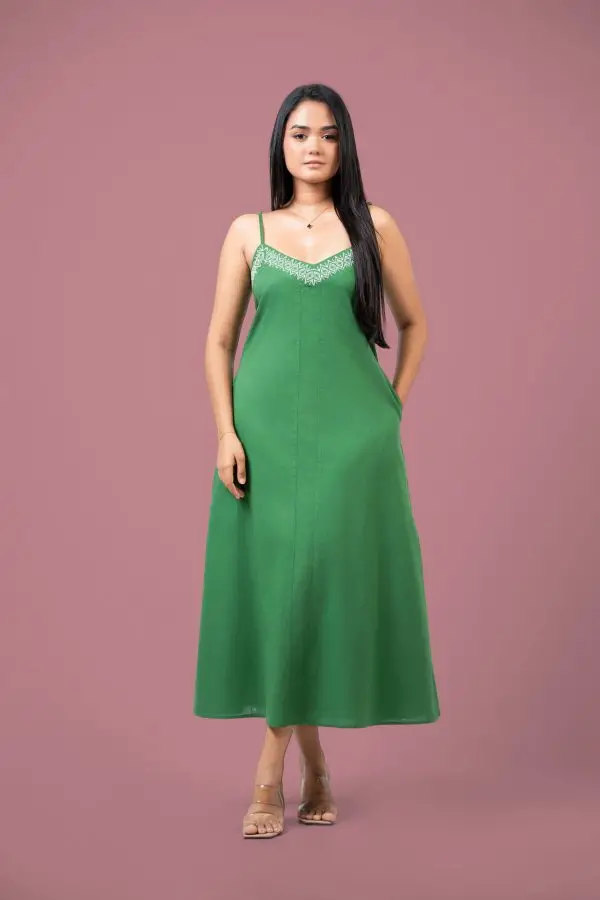 Strappy Embroidered Maxi Dress - Image 4