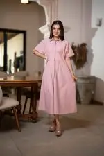 Curved Empire Line Button-Down Dress - Image 3