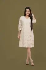 V-necked Cutlawn Short Dress(Lined) - Image 3