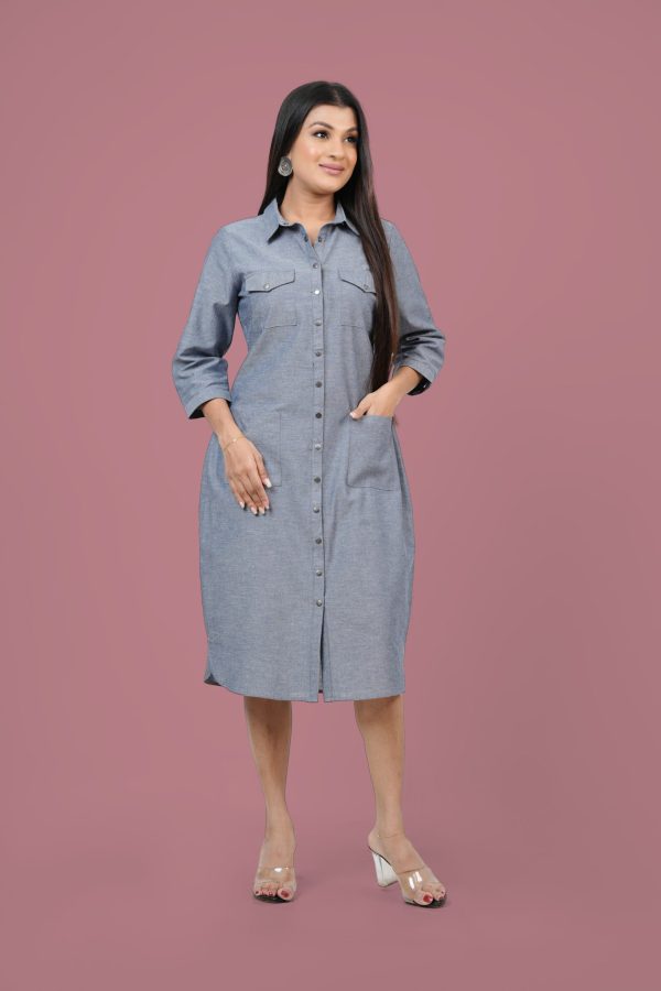 Snap Button Detailed Shirt Dress - Image 3