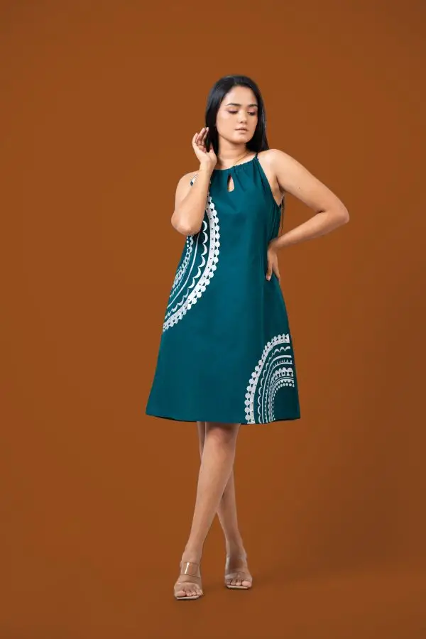 Printed Halter Neck Short Dress - Image 2