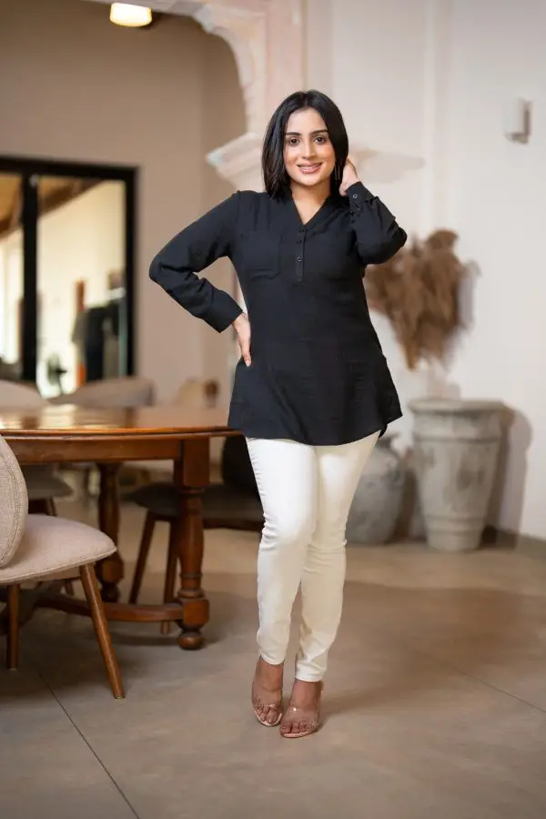 Stripe Textured Long Blouse - Image 4