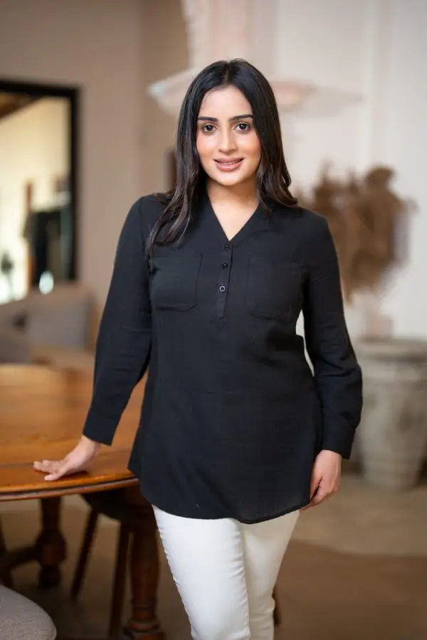 Stripe Textured Long Blouse
