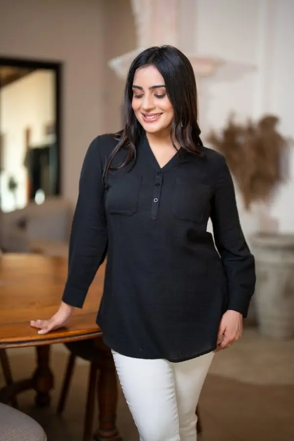 Stripe Textured Long Blouse - Image 3