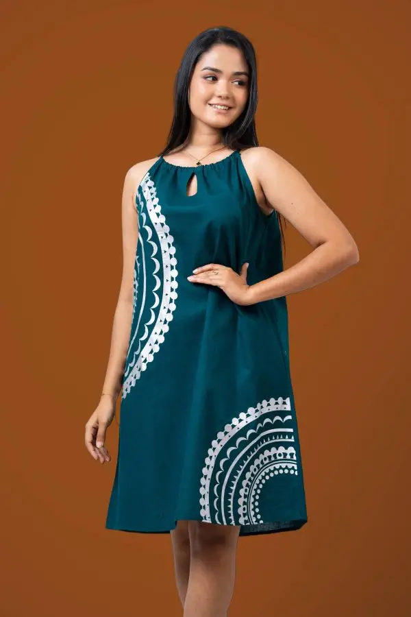 Printed Halter Neck Short Dress