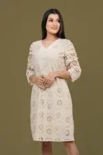 V-necked Cutlawn Short Dress(Lined) - Image 2