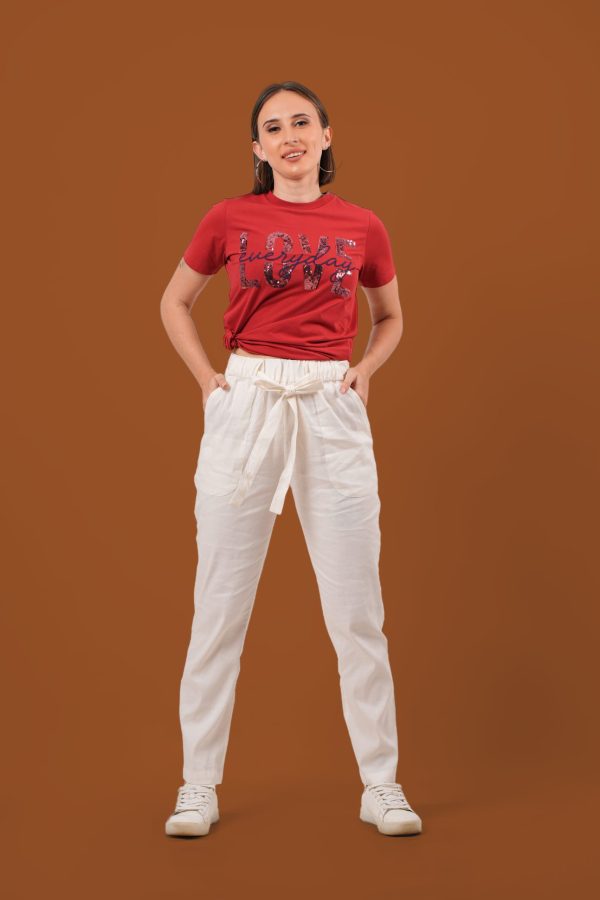 Waistband Tie-Up Pencil Cut Pant - Image 2