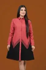 Embroidered Colour Block Short Dress - Image 5