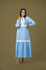 Lace Detailed Polka Dot Maxi Dress - Image 3