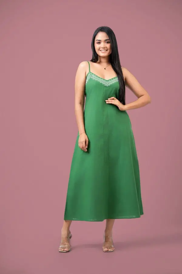 Strappy Embroidered Maxi Dress - Image 3