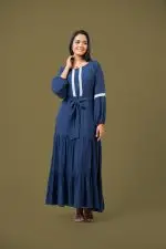 Lace Detail Front Tie-up Maxi Dress - Image 4