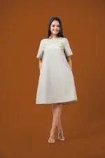 Loose Fitted Embroidery Tent Dress - Image 5